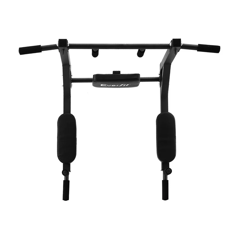Everfit Pull Up Bar Dip Station Multi Gym 150kg Home Power Station (Black/Red)