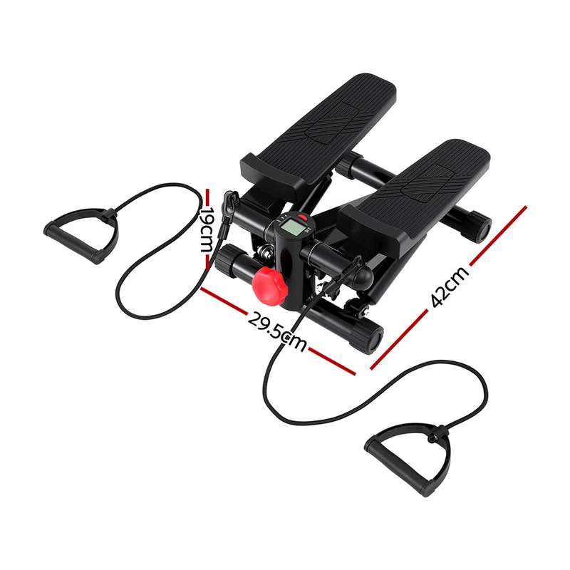 Everfit Mini Stepper with Resistance Rope Aerobic for Exercise Compact Home Workout (Black)