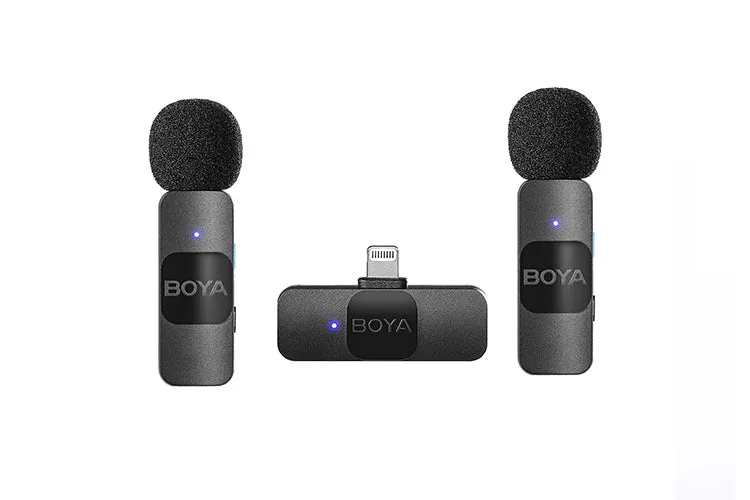 Boya BY-V2 Dual Wireless Lavalier Mic for iPhone iPad