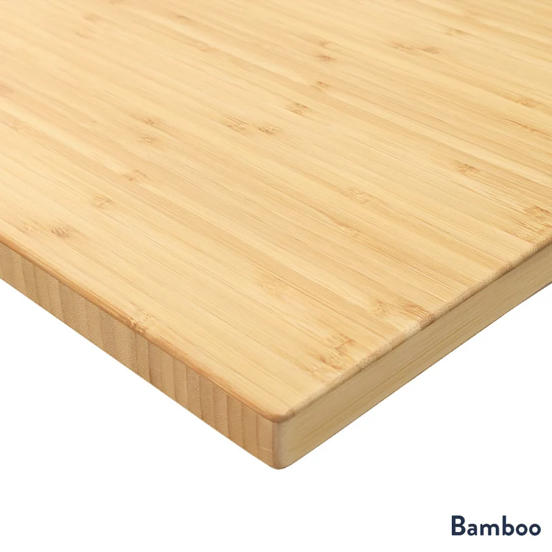Desky Bamboo L-Shape Sit Stand Desk 150 x 155 cm and Space Grey Leg