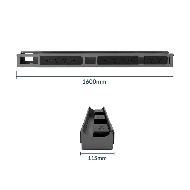 Desky Integrated Cable & Data Channel 10-Plug Space Grey