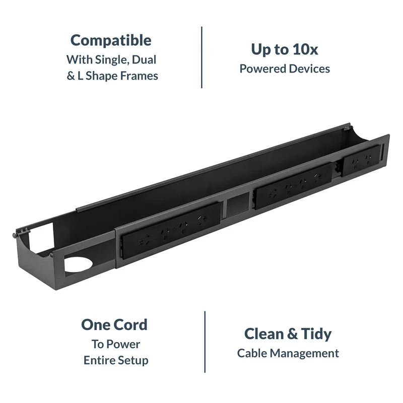 Desky Integrated Cable & Data Channel 10-Plug Space Grey