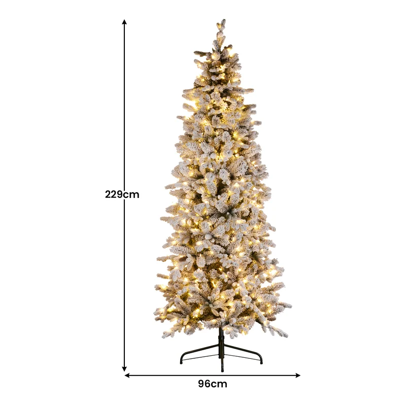 Christabelle Snowy Pencil Tree with White LEDs 7.5ft