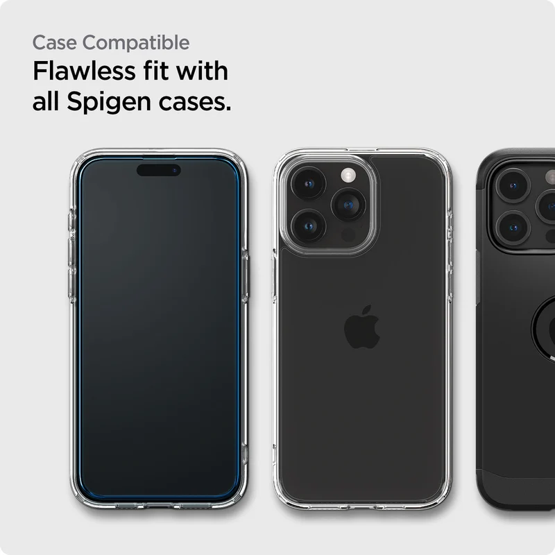 Spigen Apple iPhone 15 Pro Max AlignMaster GLAS.tR Full Cover 2PCS Glass Screen Protector - Black