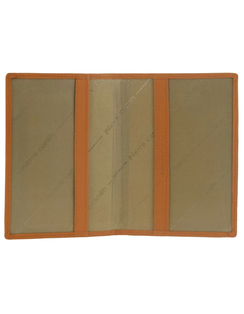 Pierre Cardin Leather Passport Holder/Cover Protected RFID Wallet Apricot