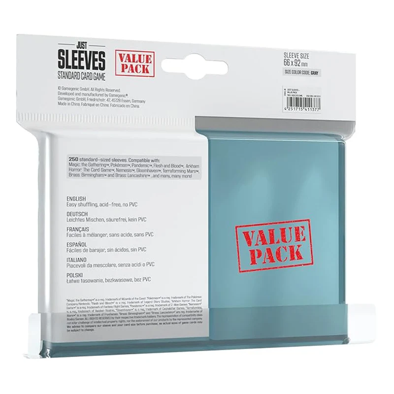 Gamegenic Just Sleeves Value Pack Clear 250ct