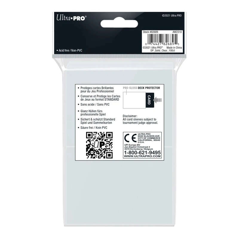 Ultra Pro: UP82689 PRO-Gloss 100ct Standard Deck Protector sleeves: Clear