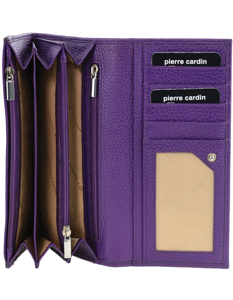 Pierre Cardin Women's Rustic Leather Protected RFID Wallet 19cm Purple