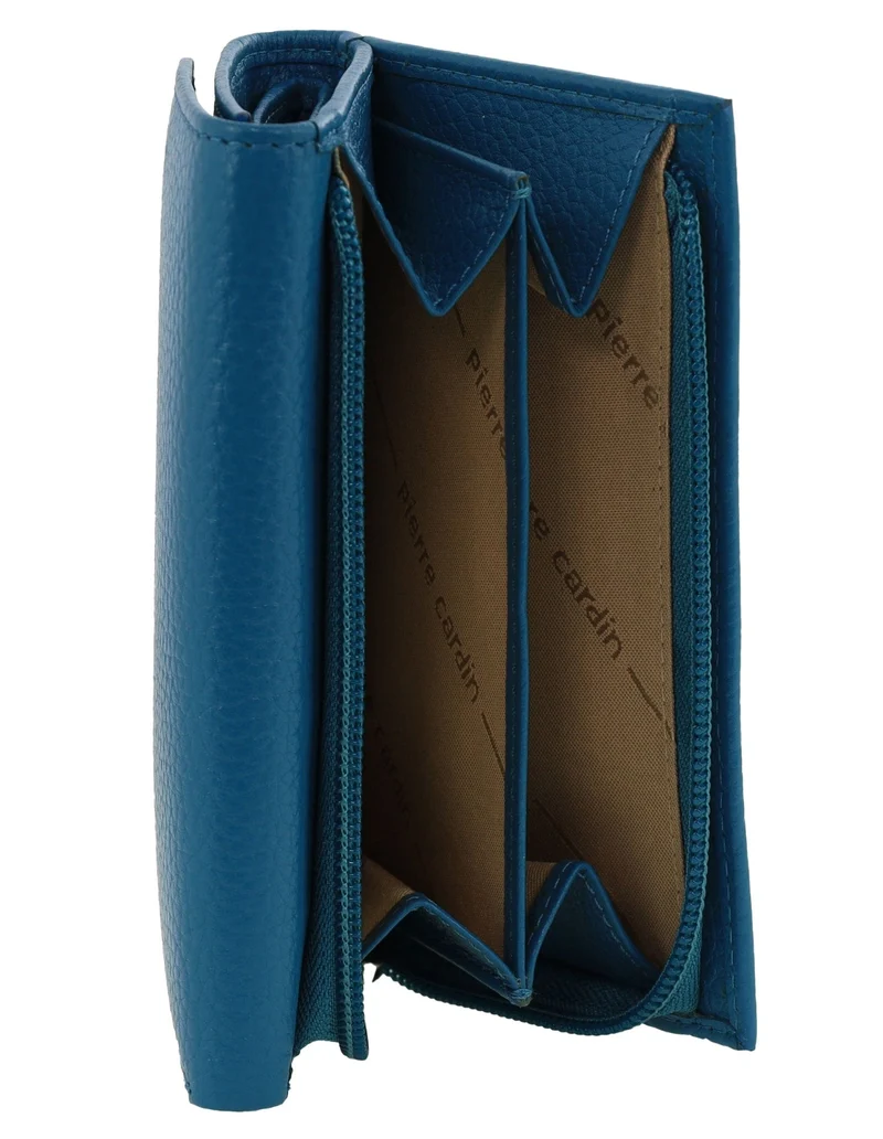 Pierre Cardin Women's Leather Tri-Fold Protected RFID Wallet Topaz 14cm