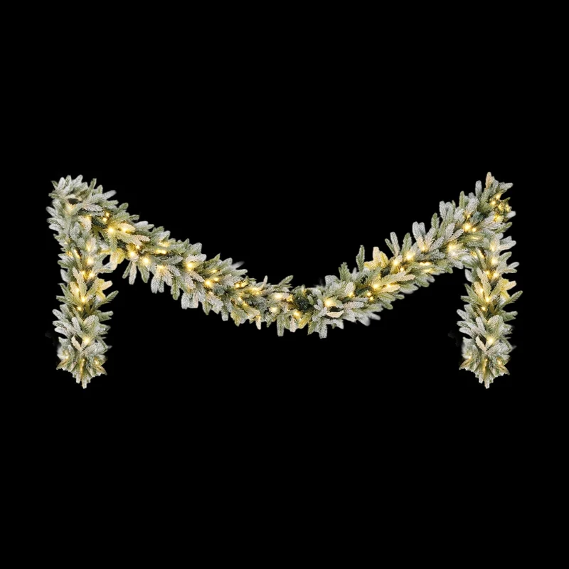Jingle Jollys 3M Christmas Garland Pre-lit LED Lights Snow Frosted Tips Decor