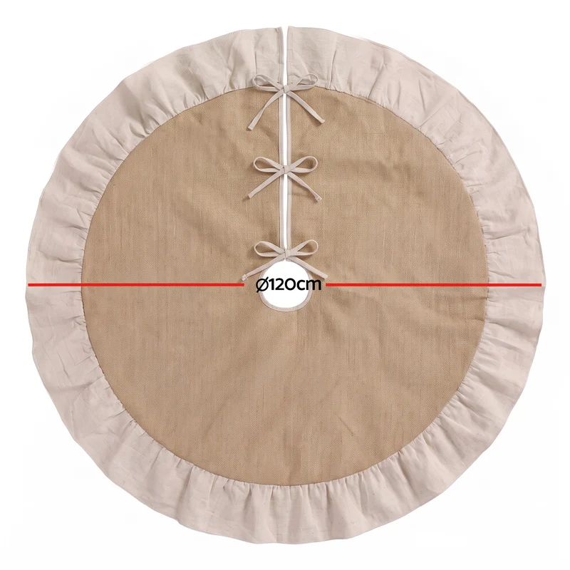 Jingle Jollys 120cm Christmas Tree Skirt Linen Christmas Tree Mat Decor