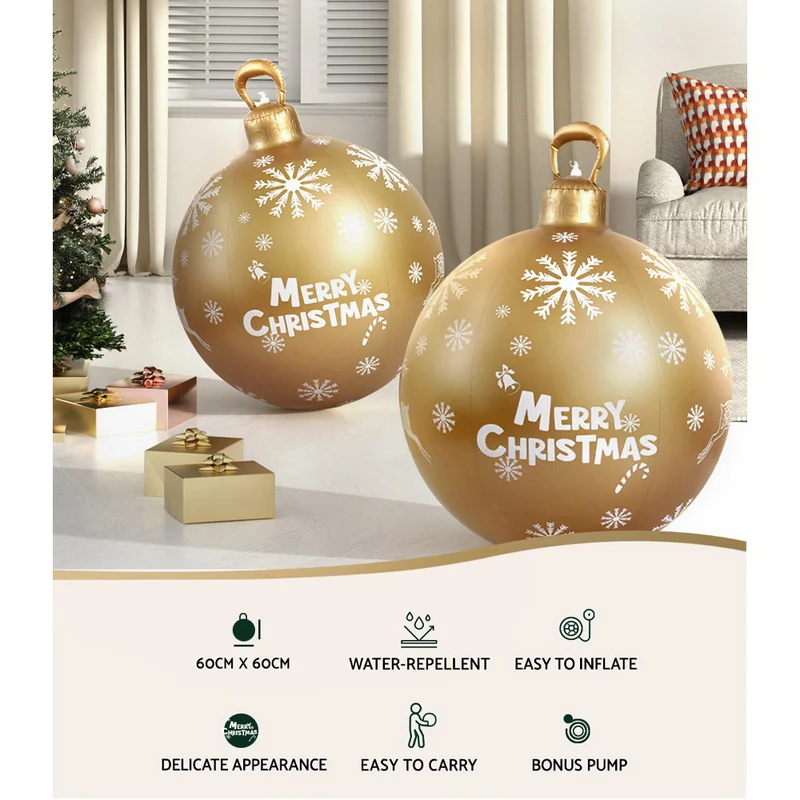 Jingle Jollys Christmas Inflatable Ball Bauble 60cm Outdoor Decoration Gold