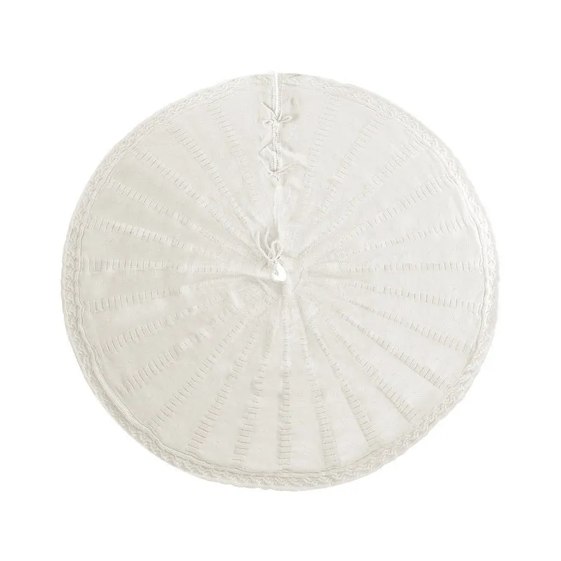 Jingle Jollys Christmas Tree Skirt 90cm Knitted Fabric Xmas Ornament Decor Beige