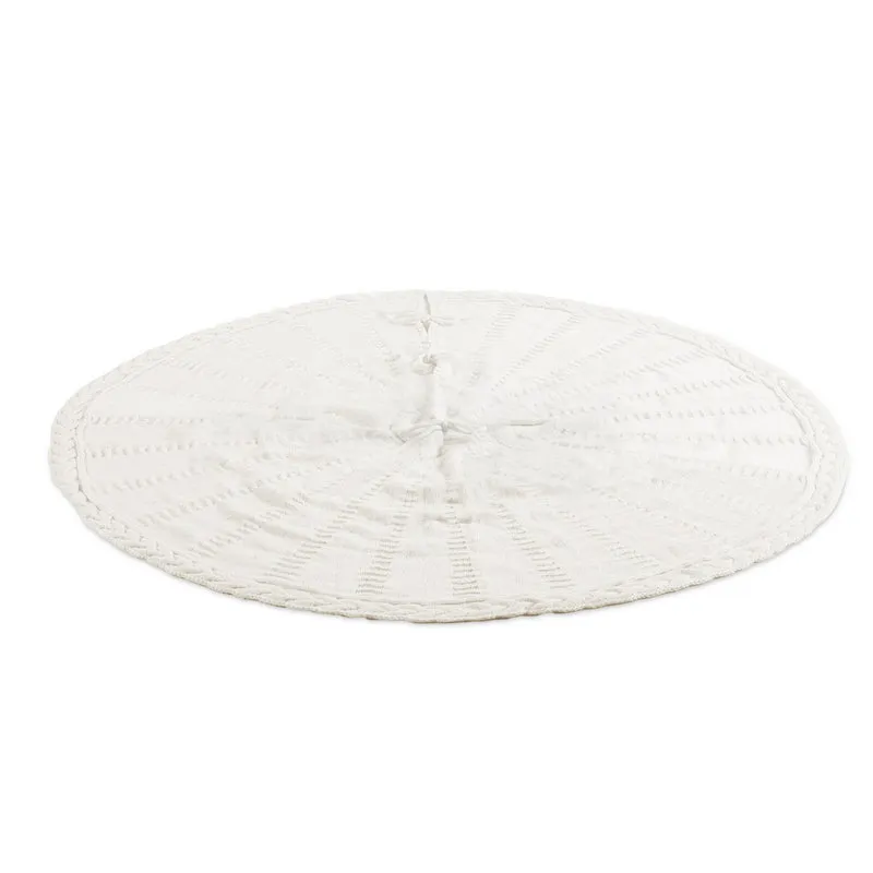 Jingle Jollys Christmas Tree Skirt 90cm Knitted Fabric Xmas Ornament Decor Beige