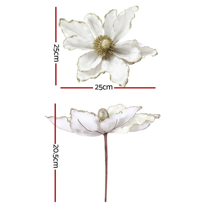 Jingle Jollys 14Pcs Christmas Tree Flower Set Garland Wreath Poinsettia White