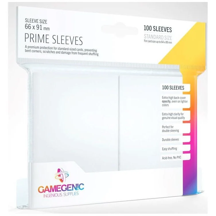 Gamegenic Prime Card Sleeves 66mmx91mm 100 Sleeves Per Pack (White)