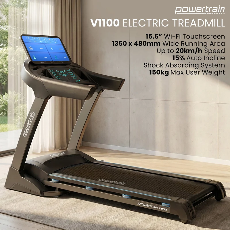 Powertrain V1100 Treadmill with Wifi Touch Screen and Incline