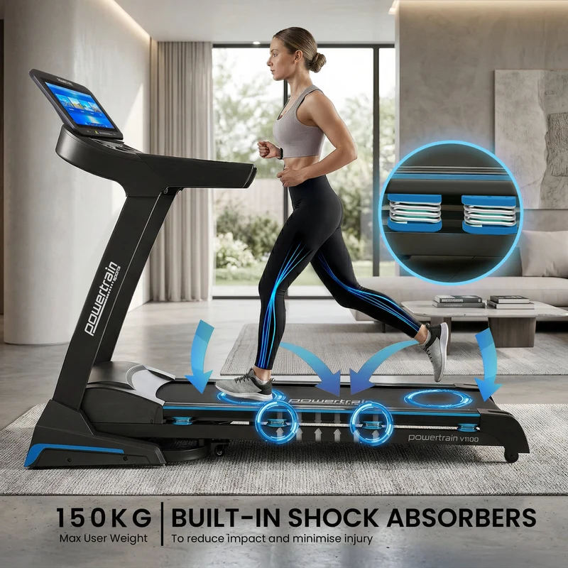 Powertrain V1100 Treadmill with Wifi Touch Screen and Incline