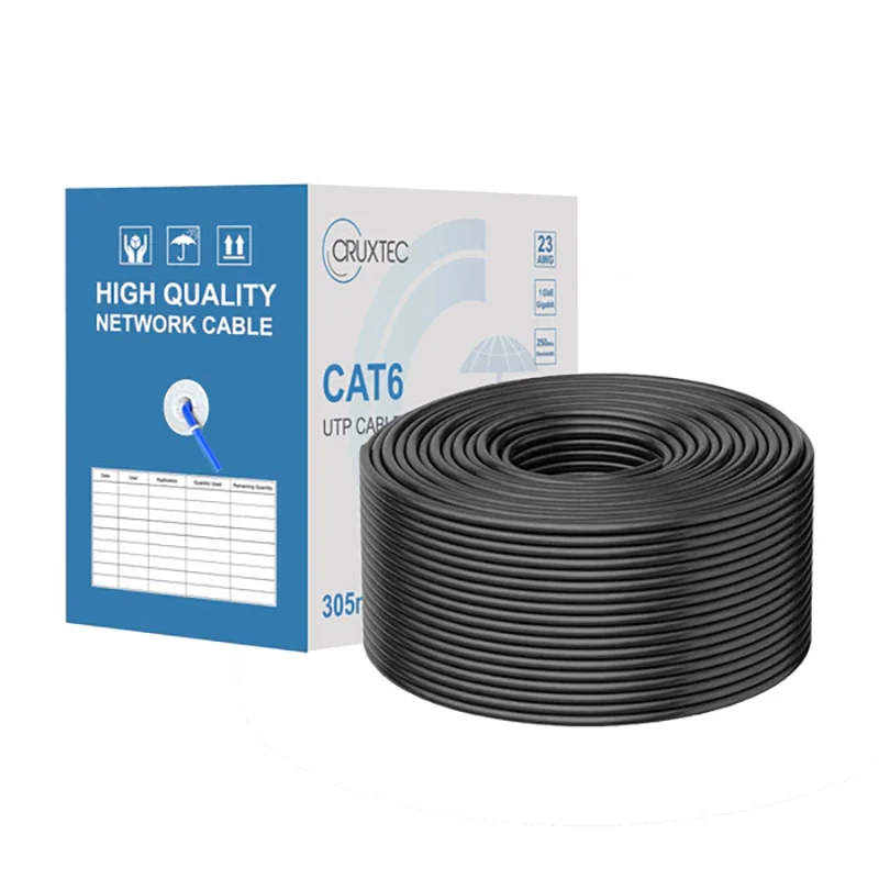 Cruxtec Cat6 UTP Networking Cable Roll 305m - Black (C6BC23A-305-BK)