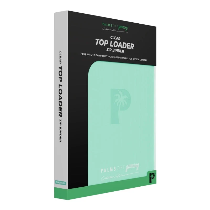 Palms Off Gaming Collector's Series Card Loader TOP LOADER Clear Zip Binder - Turquoise