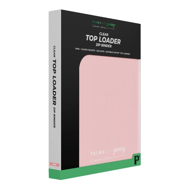 Palms Off Gaming Collector's Series Card Loader TOP LOADER Clear Zip Binder - Pink