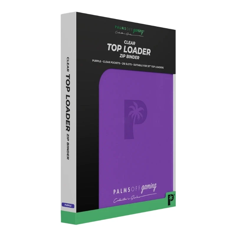 Palms Off Gaming Collector's Series Card Loader TOP LOADER Clear Zip Binder - Purple