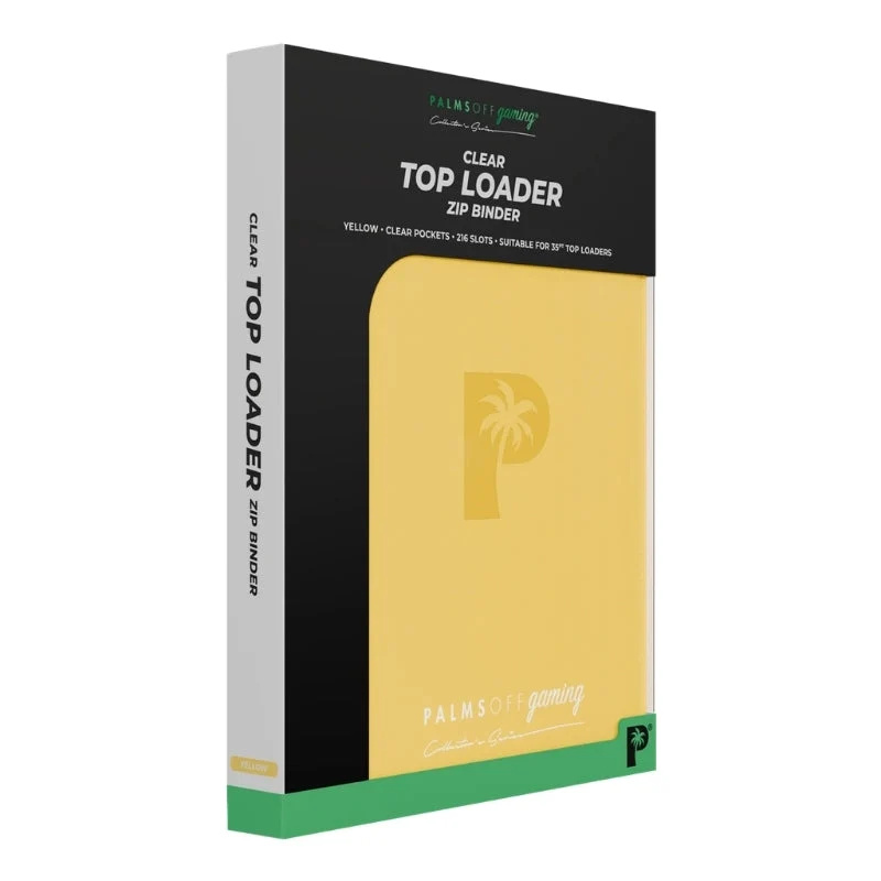 Palms Off Gaming Collector's Series Card Loader TOP LOADER Clear Zip Binder - Yellow