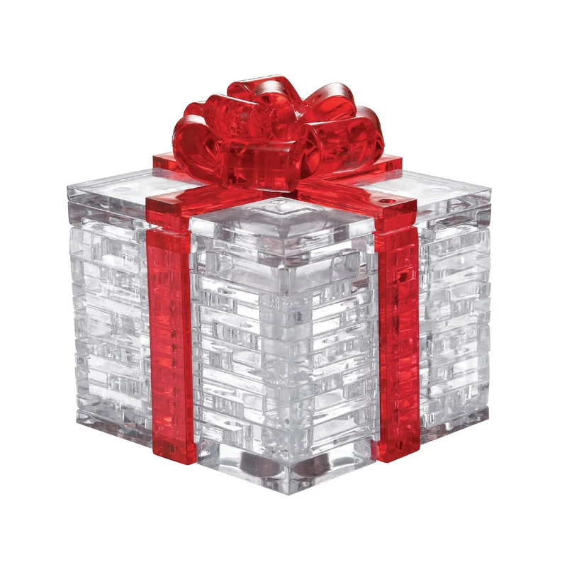 3D Red Ribbon Gift Crystal Puzzle