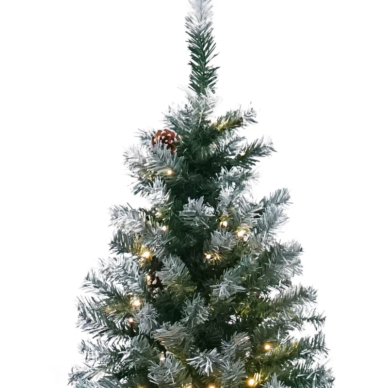 Christabelle 1.5m Pre-Lit LED Artificial Christmas Tree with Snow Tipped Needles Pine Cones Stand