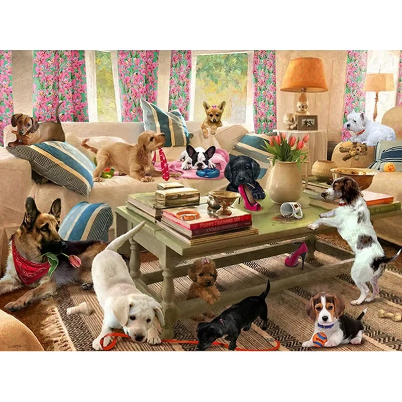 Prime3D 500pc Lenticular Giordano Dogs In The Living Room Jigsaw Puzzle