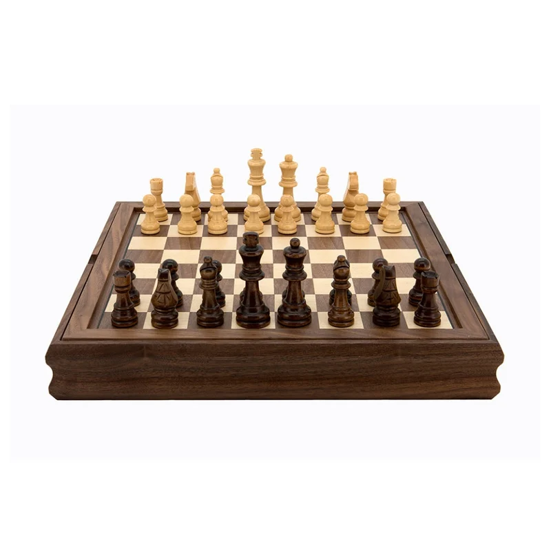 Dal Rossi Chess Checkers Backgammon Flip Board Walnut