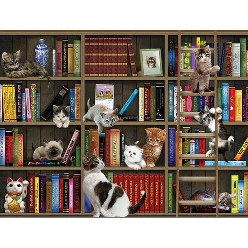 Prime3D 500pc Lenticular Giordano Kitty Library Jigsaw Puzzle