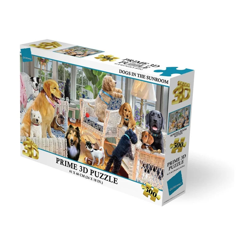 Prime3D 500pc Lenticular Giordano Dogs In The Sunroom Jigsaw Puzzle