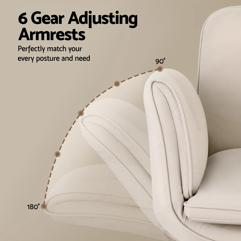 Artiss Criss Cross Chair with Wheels & Adjustable Armrests (Beige)