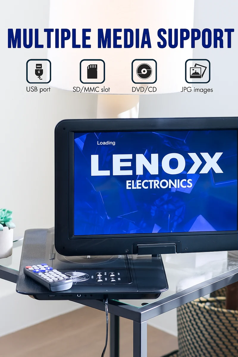 Lenoxx 15.4" Swivel Portable DVD Player and Screen (Rechargeable)