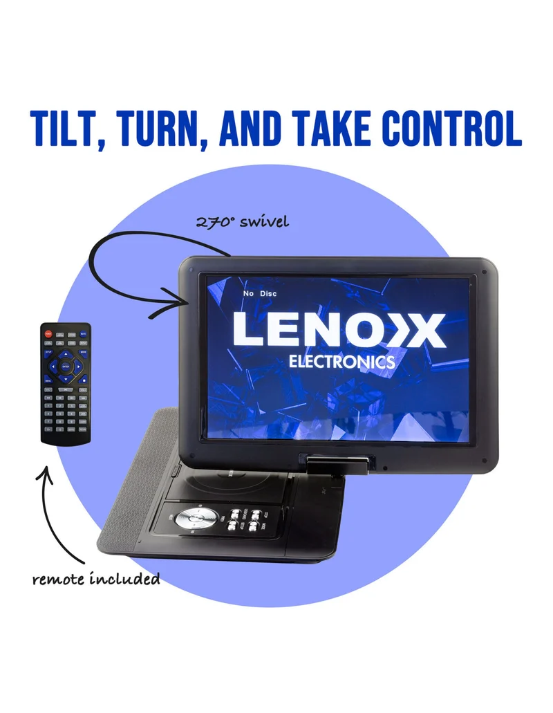 Lenoxx 15.4" Swivel Portable DVD Player and Screen (Rechargeable)