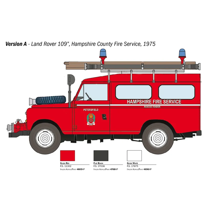 Italeri 1/24 Land Rover Fire Truck Scaled Plastic Model Kit