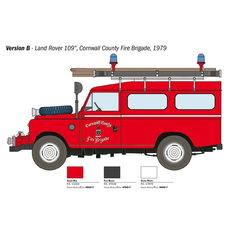 Italeri 1/24 Land Rover Fire Truck Scaled Plastic Model Kit