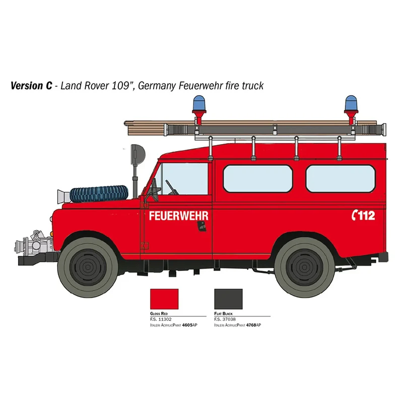 Italeri 1/24 Land Rover Fire Truck Scaled Plastic Model Kit