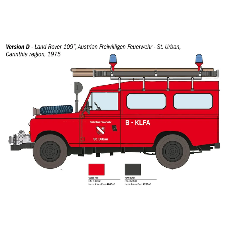 Italeri 1/24 Land Rover Fire Truck Scaled Plastic Model Kit