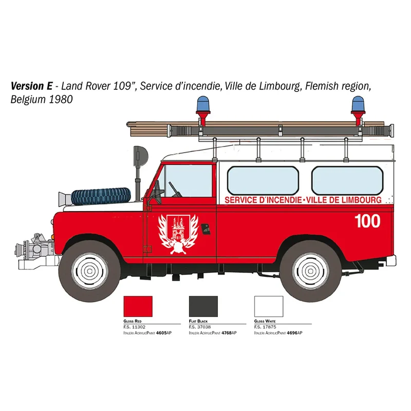Italeri 1/24 Land Rover Fire Truck Scaled Plastic Model Kit