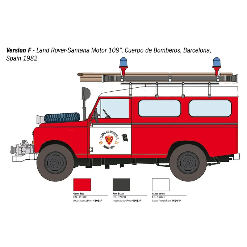 Italeri 1/24 Land Rover Fire Truck Scaled Plastic Model Kit