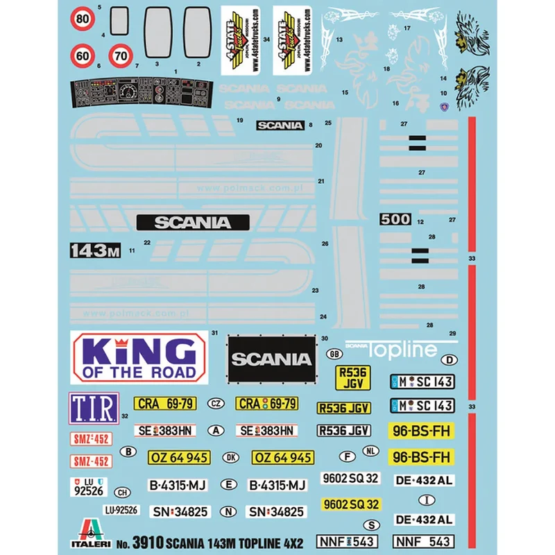 Italeri 1/24 Scania 143M Topline 4x2 Semi-Truck Scaled Plastic Model Kit