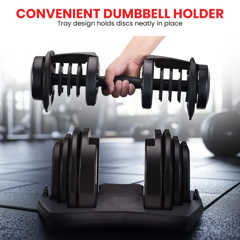 Powertrain 80kg Adjustable Dumbbells Set with Stand Pair 40kg Each Dial Free Weights Home Gym Strength Training