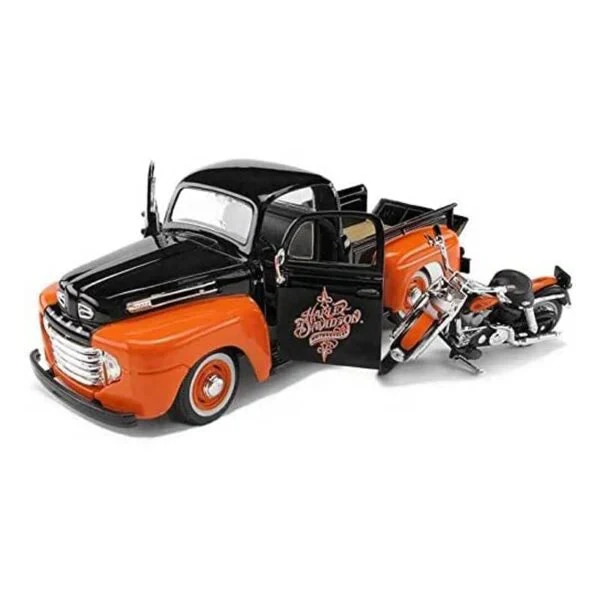 1/24 Harley Davidson 1948 Ford F-1 Pickup & 1958 FLH Duo Glide Orange/Black