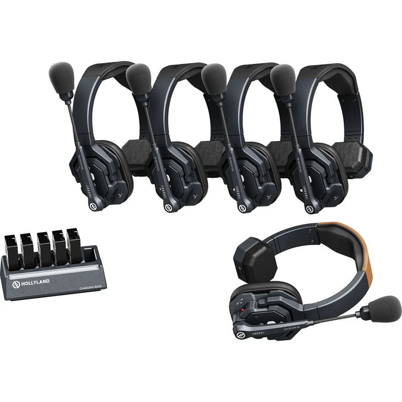 Hollyland Solidcom SE Global 5S 5-Person Full-Duplex Single-Ear Noise-Cancelling Headset Intercom System (2.4 GHz)
