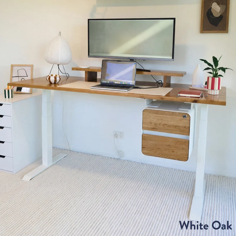 Desky Minimal Under Desk Cabinet - Maple Hardwood / Black