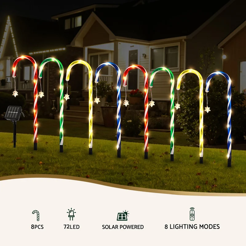 Jingle Jollys 8 PCS Christmas Lights Path Ground Light Garden Decorations 72 LED