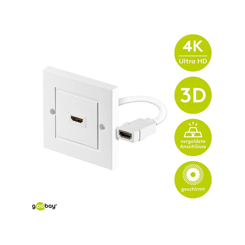 Goobay HDMI™ Wall Socket Gold-plated - White