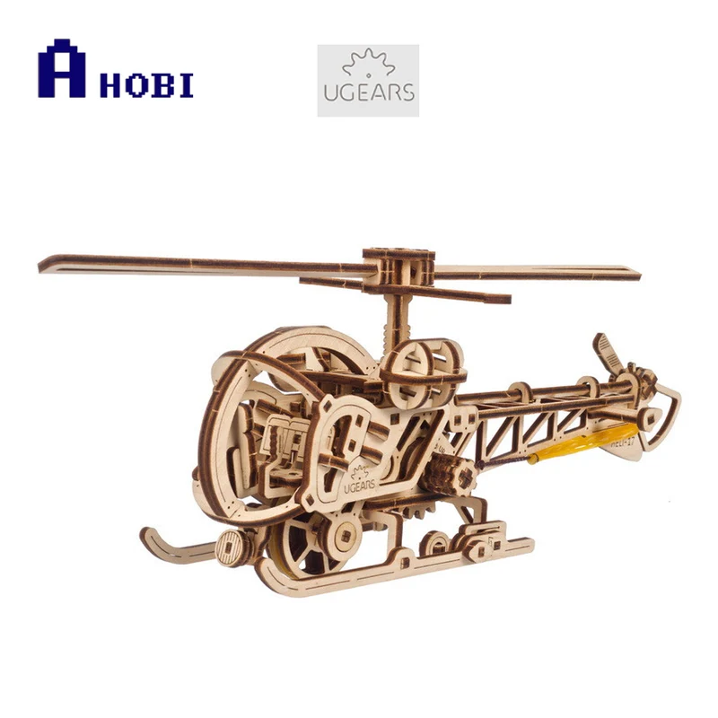 Ugears Mini Helicopter Wooden Mechanical Puzzle Model Kit